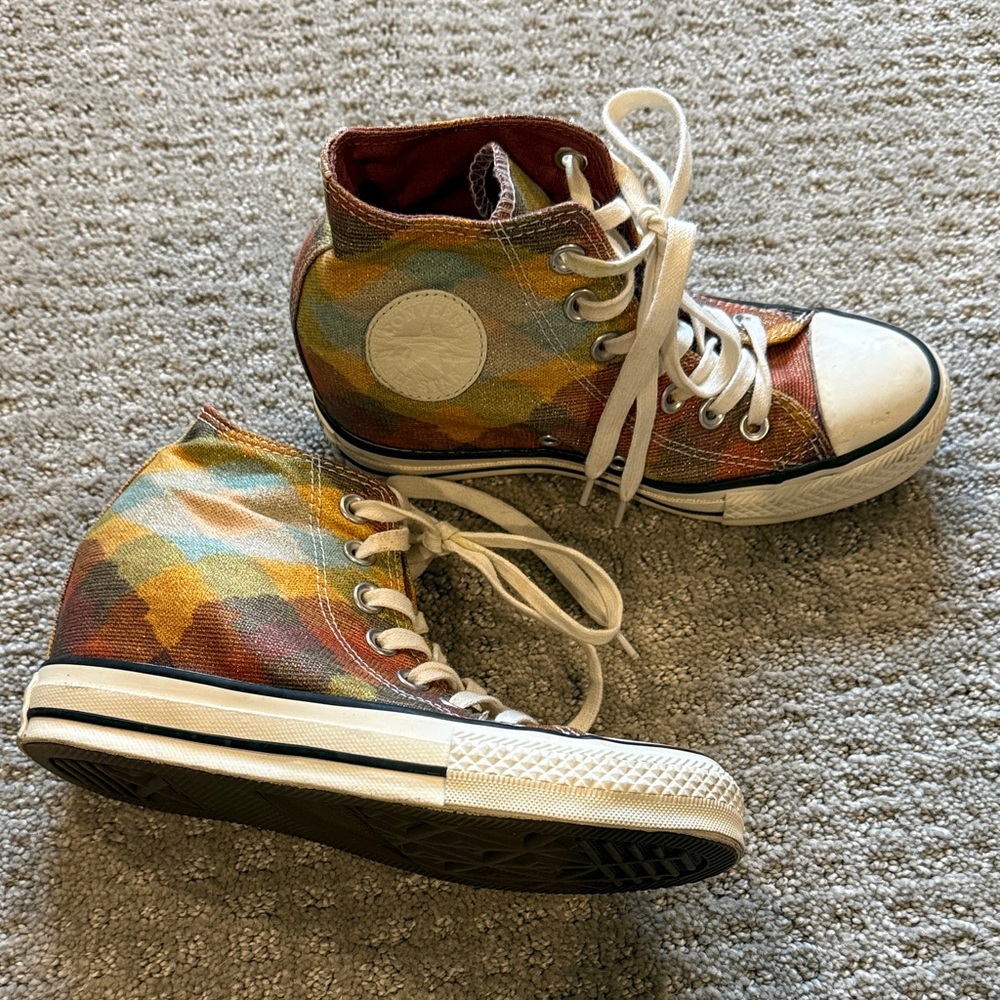 Multicolor Canvas High-top Hidden Wedges